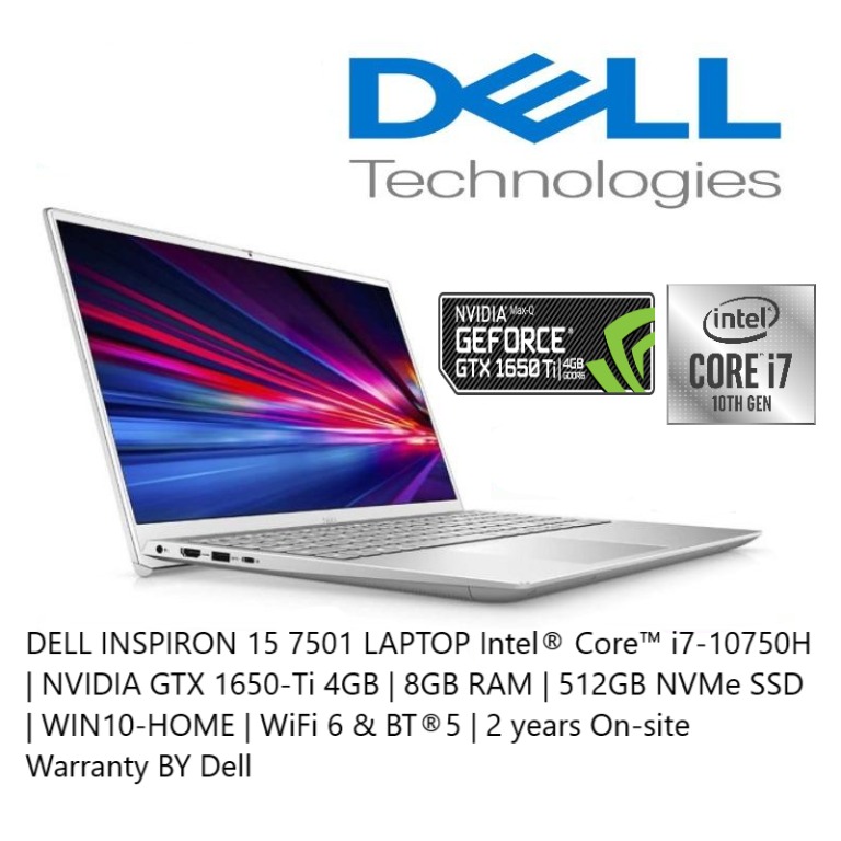 DELL INSPIRON 15 7501 LAPTOP Intel® Core™ i710750H NVIDIA GTX 1650
