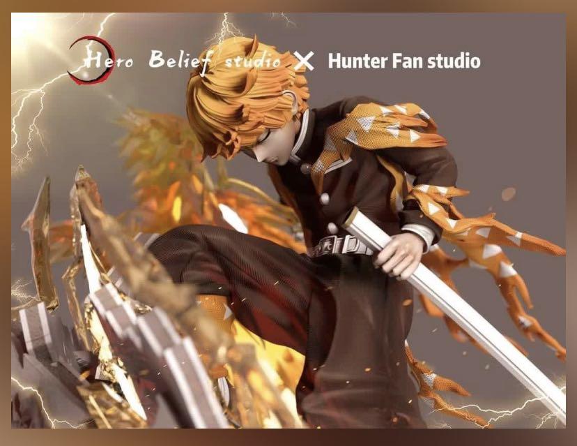 現貨GK 血漬版我妻善逸火雷神鬼滅之刃有血版Hero Belief Studio X Hunter Fan Studio, 興趣及遊戲, 玩具&  遊戲類- Carousell