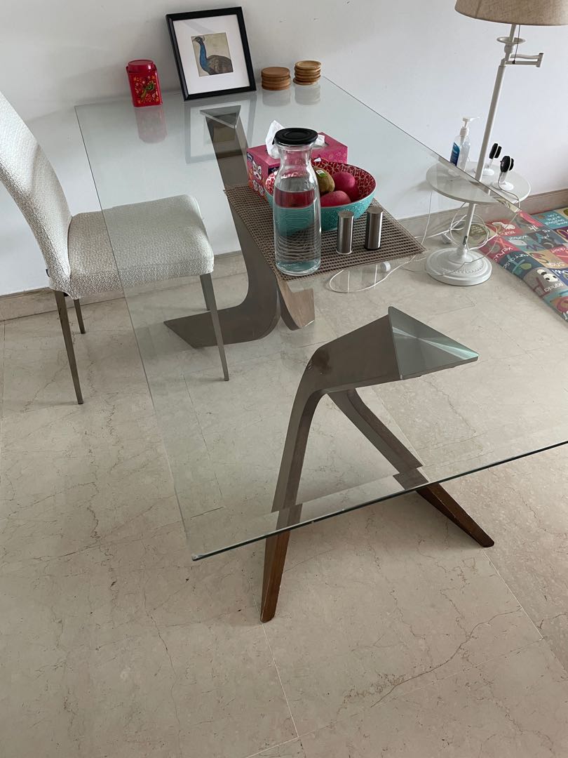 Glass dining table, Furniture & Home Living, Furniture, Tables & Sets
