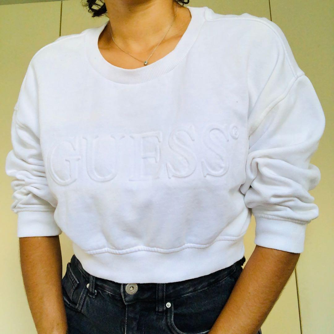 Guess Jeans white crop pull-over 