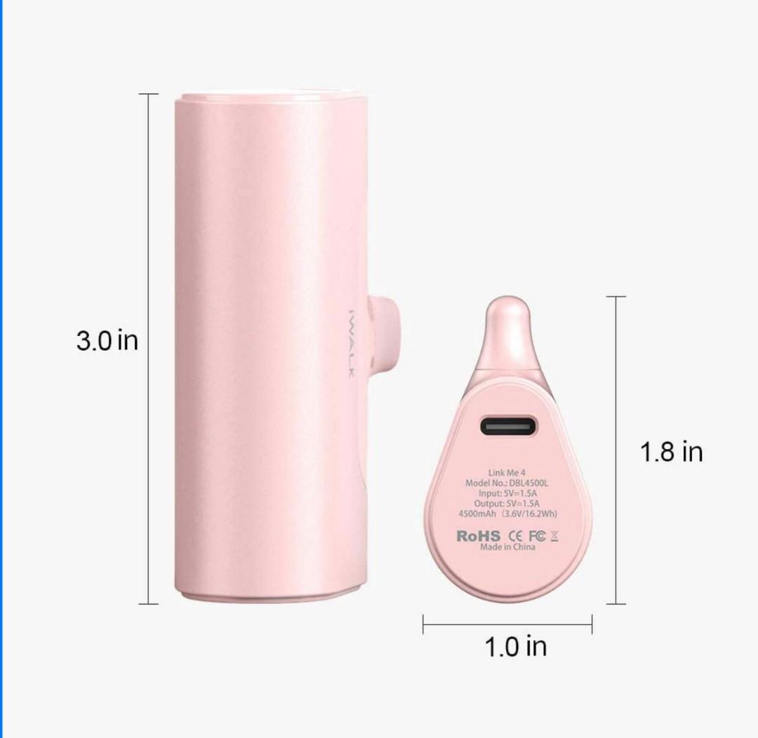 iWALK 四代迷你口袋移動電源直插式行動電源Link me 4 Small Portable Charger 4500mAh Ultra-Compact  Power Bank Cute Battery Pack Compatible with iPhone 14/13/12/12 Mini/12 Pro  Max/11 Pro/XS