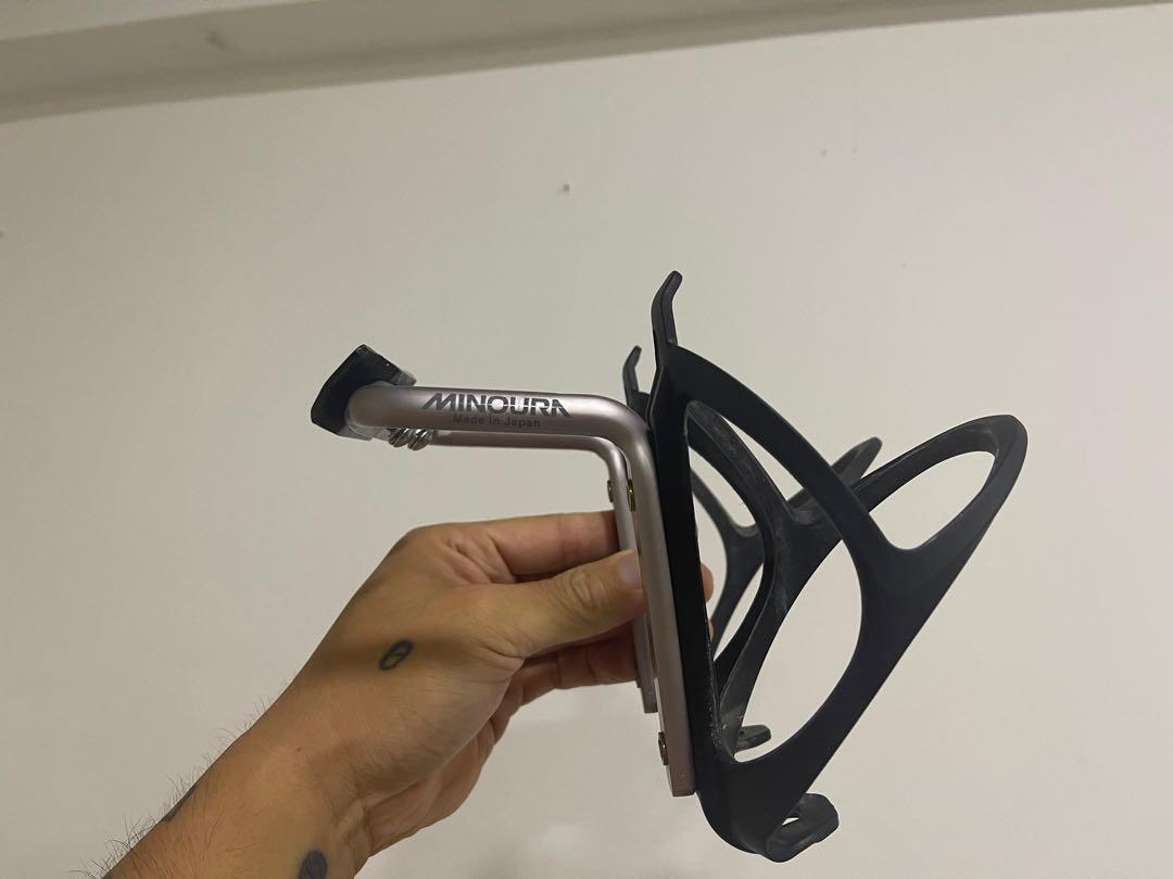 Minoura Double Bottle Cage Holder (Saddle) with 2 X Triban cages