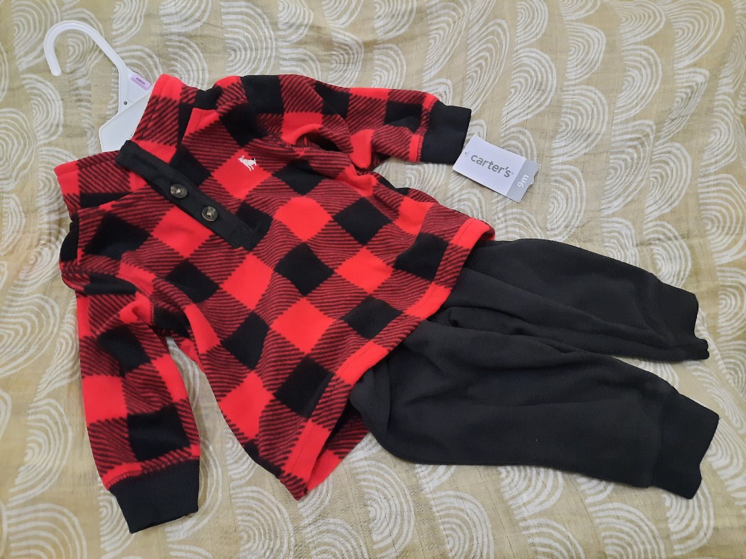 Plaid shirt and black pants set 