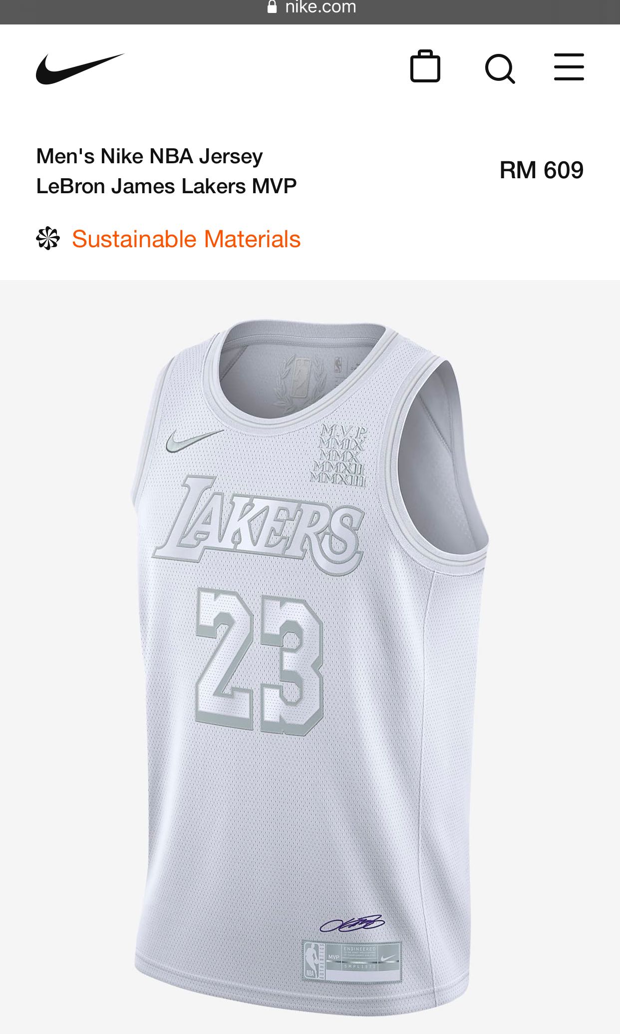 Nike NBA Jersey LeBron James Lakers MVP Men s Fashion Activewear
