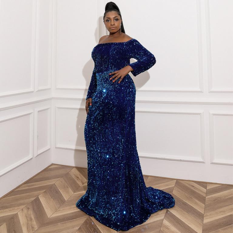 Navy blue bodycon prom dress shop