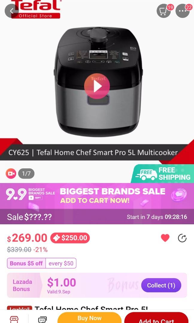 Tefal Home Chef Smart Pro Multicooker (Pressure Cooker) (CY625) (CY625D)  [Free Stainless Steel Pot]