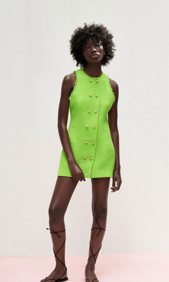 Zara striped textured weave hot sale dress