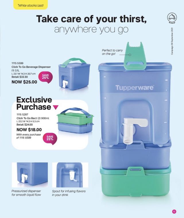 TW Click to Go Beverage Dispenser, Furniture & Home Living