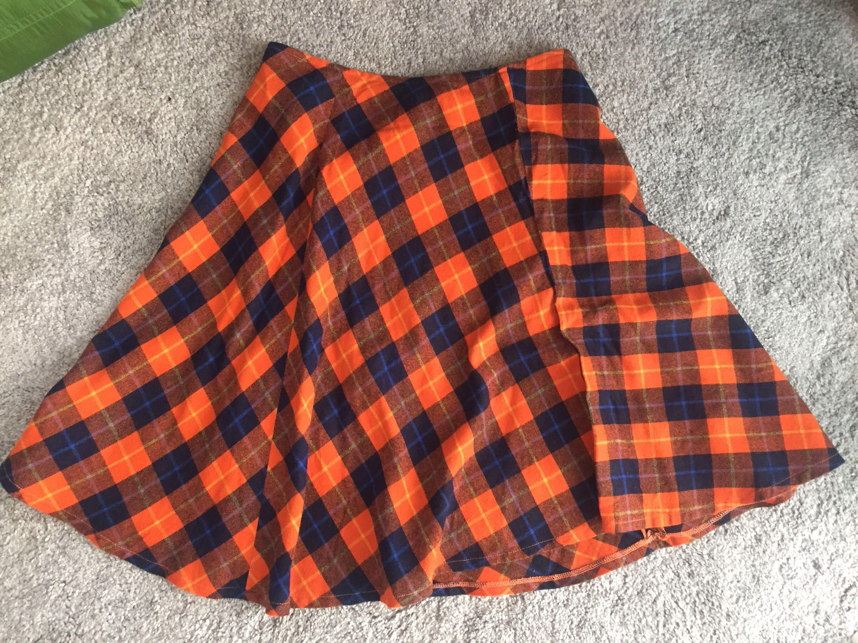 Orange wool outlet plaid skirt
