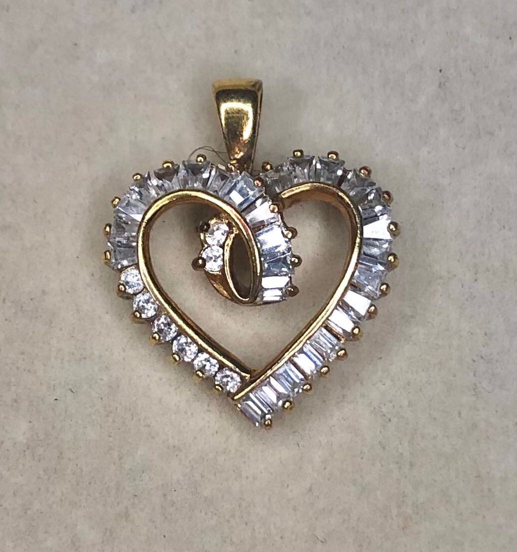1980 s JJT 925 CZ HEART PENDANT Women s Fashion Jewelry