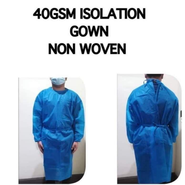 40GSM Isolation Gown (Category: Medical Supplies & Tools) located in Paranaque City. Submitted by vencruz (Listing ID 1104928624, Image 1). Description: Retail: 75 10pcs up: 70 50pcs up: 65 Set (With Head and Shoe Cover) Retail: 80 10pcs up: 75 50pcs up: 70.