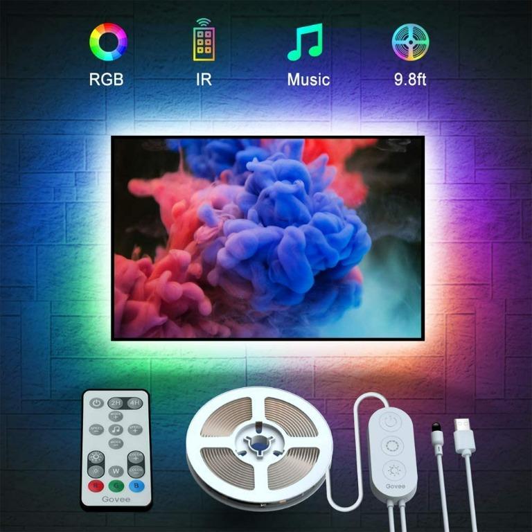 4pcs USB Mood Light RGB Multi Color LED Strip Light TV Backlight Remote Contral 