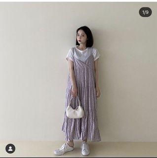 Bello 細肩帶蛋糕洋裝 粉紫