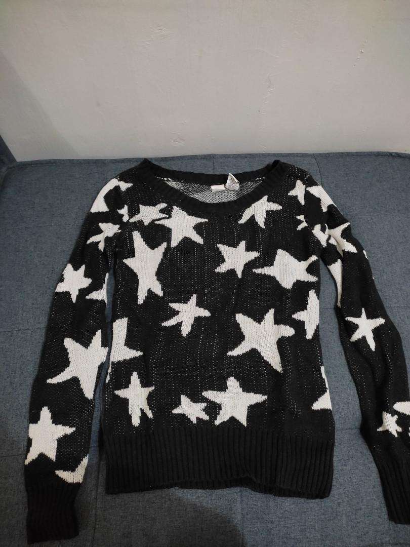 Black sweater top white stars