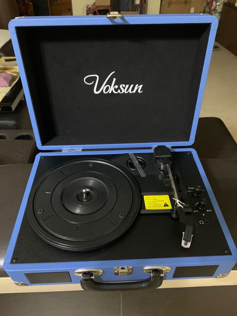 VOKSUN Portable Bluetooth Vinyl Turntable Built-in 2 Stereo Spea Record Player 
