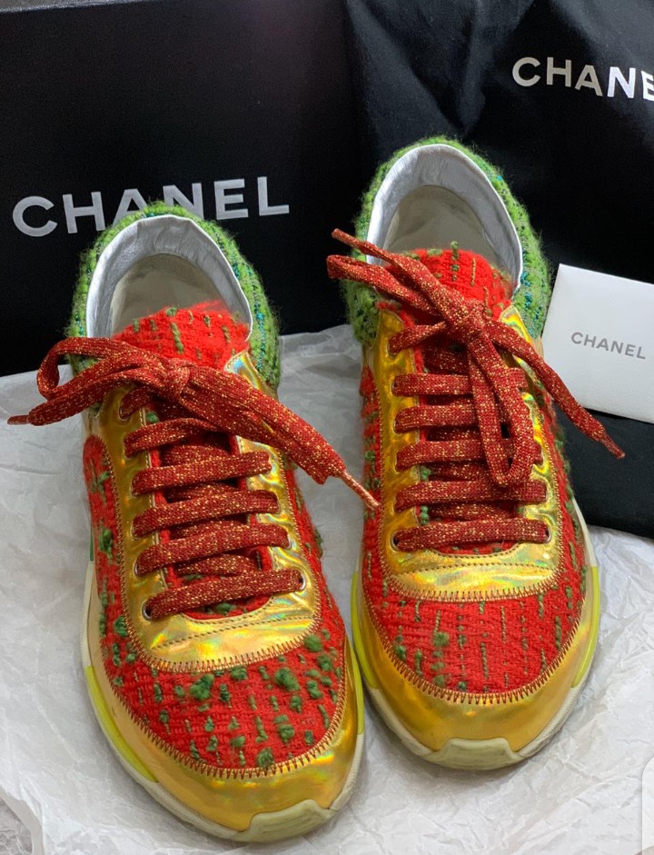 chanel red sneakers