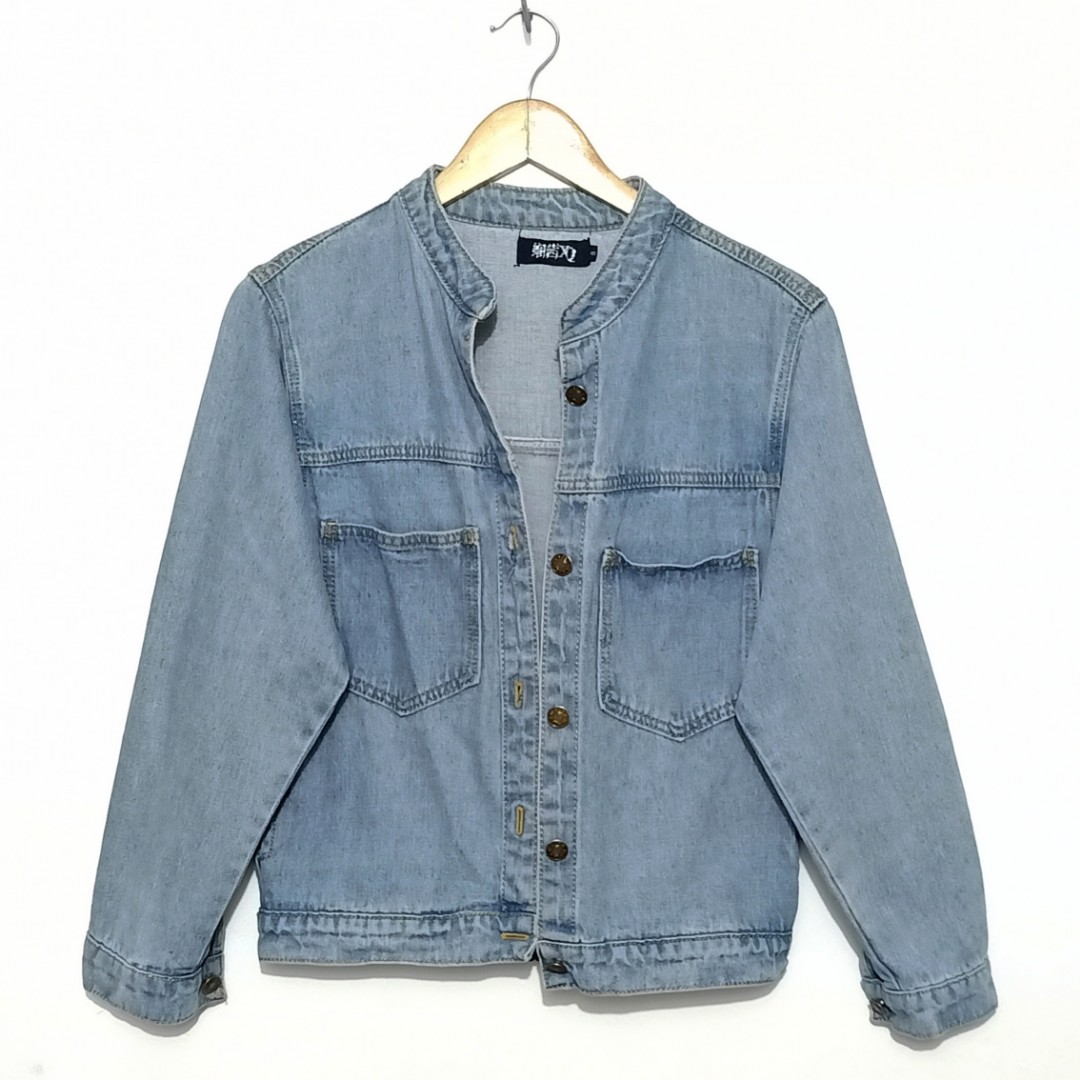 Denim jacket chinese collar store