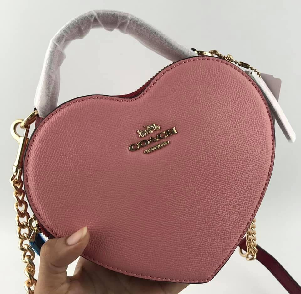New Coach 🇺🇸 Original C5118 Pink Heart Shape Women Crossbody Sling Chain Bag  Handbag with Full Set of Coach Package , Luxury, Bags & Wallets on Carousell