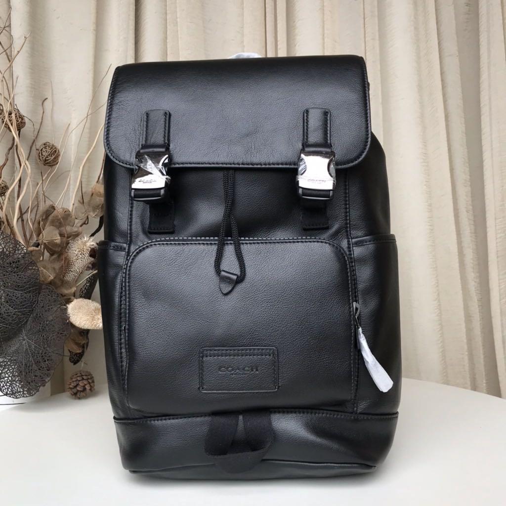 Coach mens backpack on sale leather