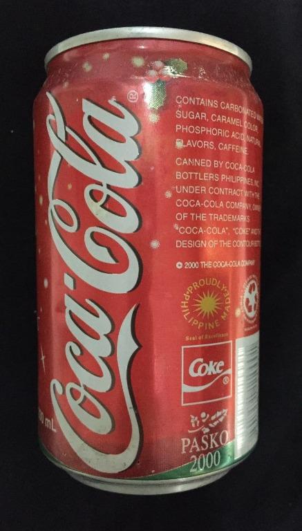 Coca Cola Pasko 2000 Softdrink Can (Category: Vintage Collectibles) located in Paranaque City. Submitted by jobatskifinds (Listing ID 1112788246, Image 2). Description: This item is an empty Coke can released during the 2000 (millennium) Christmas season. The can is in very good condition, except for a single minor ding below the "Coca Cola" logo. Perfect for those collecting Coke items!.