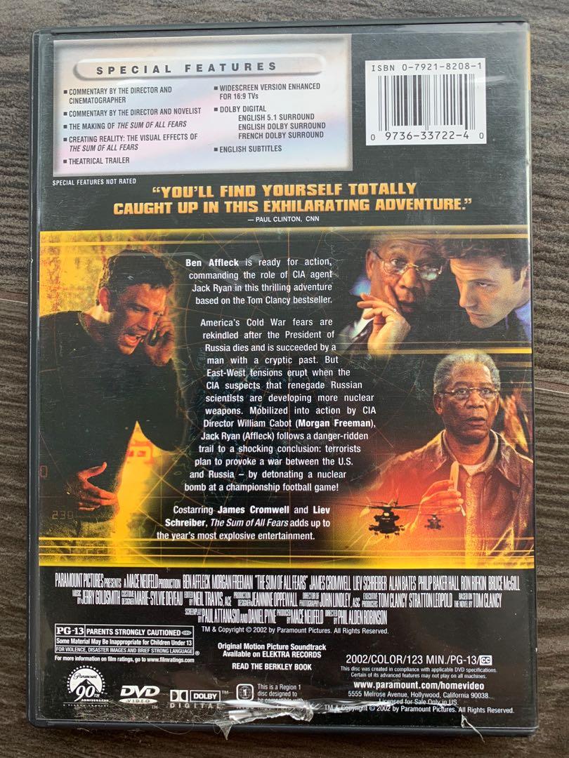 DVD 3 movies 1 The Sum of All Fears 2 Ghost Rider 3 Lethal Weapon 4