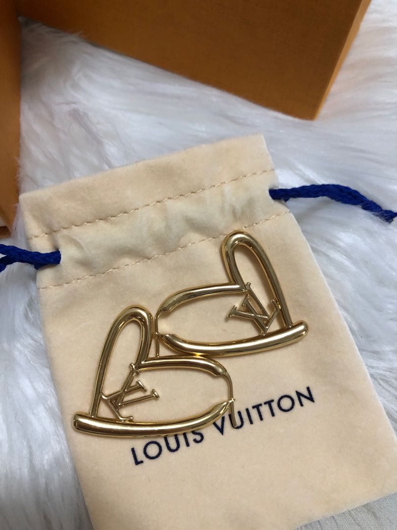 LOUIS VUITTON Earrings Fall in Love Heart GM LV Gold GP