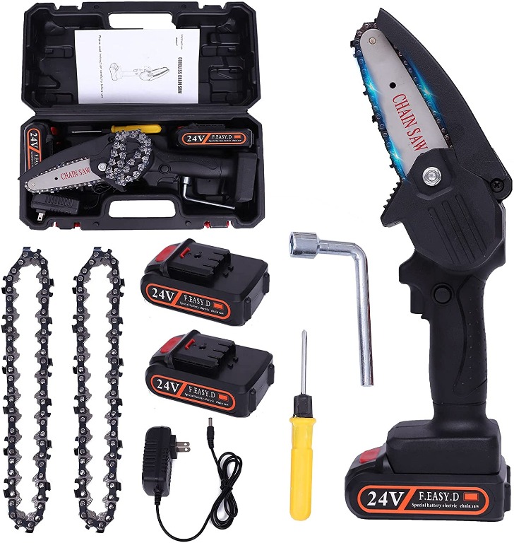Mini Cordless Chainsaw，Electric Protable Chainsaw with One-Hand 0.7kg Lightweight Pruning Shears Chainsaw for Garden Tree Branch Wood Cutting 
