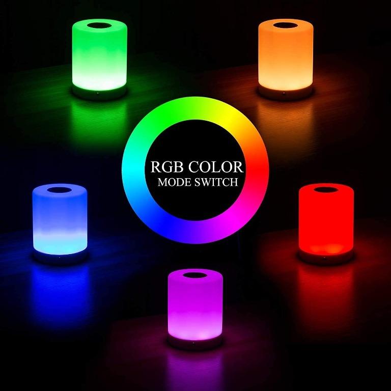 K3141 Fedetkey Night Light LED Touch Control Chargeable Smart Bedside Table Lamp RGB Color Changing Modes for Baby Kids Bedroom Office Camping