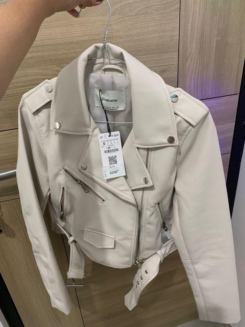 Leather jaket stradivarius NEW Fesyen Wanita Pakaian Wanita