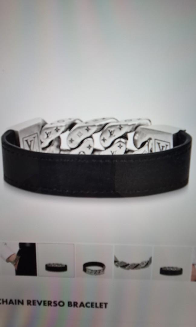 Monochain Reverso Bracelet Metal with Monogram Canvas and Leather