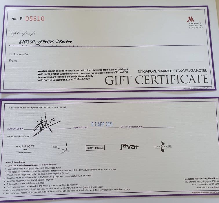 Marriott Voucher, Tickets & Vouchers, Vouchers on Carousell