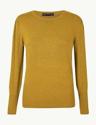 M S COLLECTION Marks Spencer Gathered Shoulder Sleeve Crew Neck