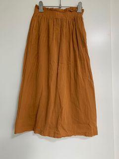 Mustard color breathable linen skirt