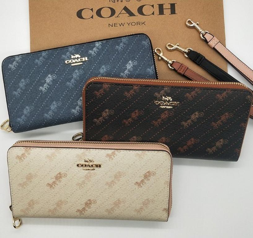 New Original Coach LONG ZIP AROUND WALLET WITH HORSE AND CARRIAGE 