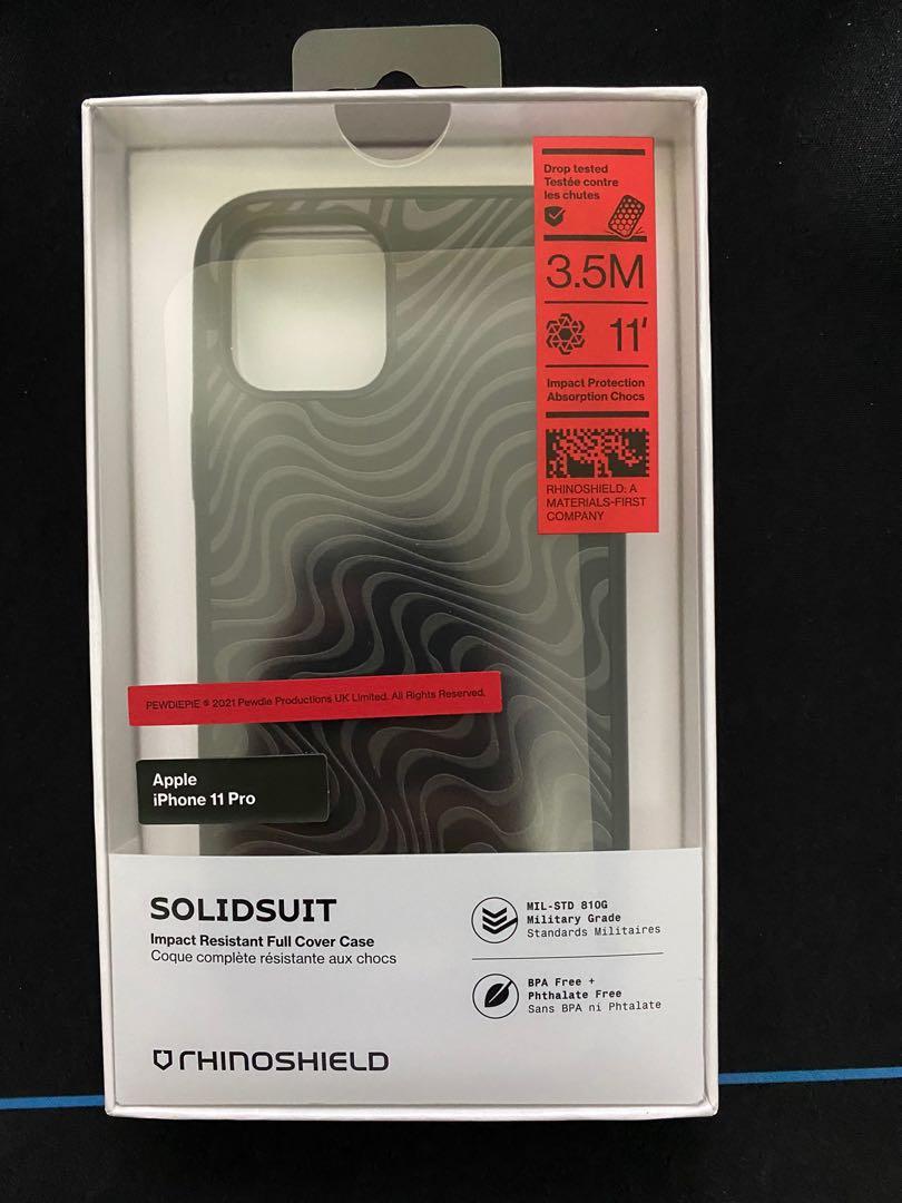 Rhinoshield x Pewdiepie Solidsuit iPhone 11 Pro Case- Classic Waves  Transparent (Signed)- Black, Mobile Phones & Gadgets, Mobile & Gadget  Accessories, Cases & Sleeves on Carousell