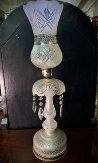 Tall white frosted glass table lamp vintage