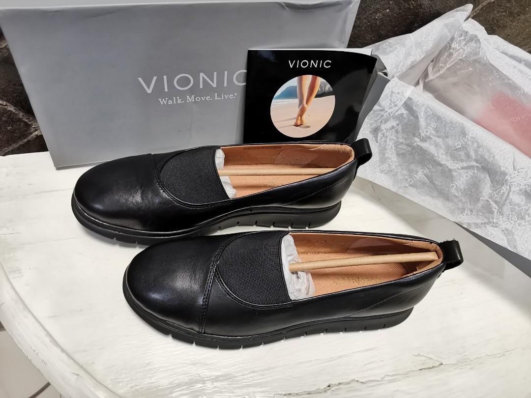 NEGO Vionic Leather Linden Black Shoes Fesyen Wanita Sepatu di