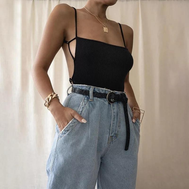 White black backless top, Fesyen Wanita 