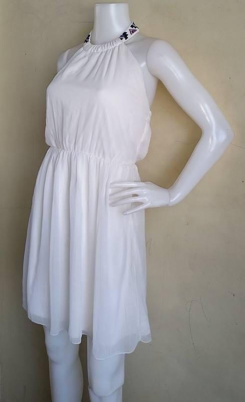 ZARA Beaded Neckline Halter White Dress, Women's Fashion, Dresses & Sets,  Dresses on Carousell