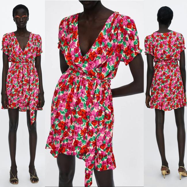 Zara floral wrap dress sales