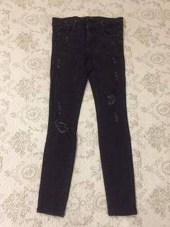 Zara TRF Denimwear Black Ripped Jeans