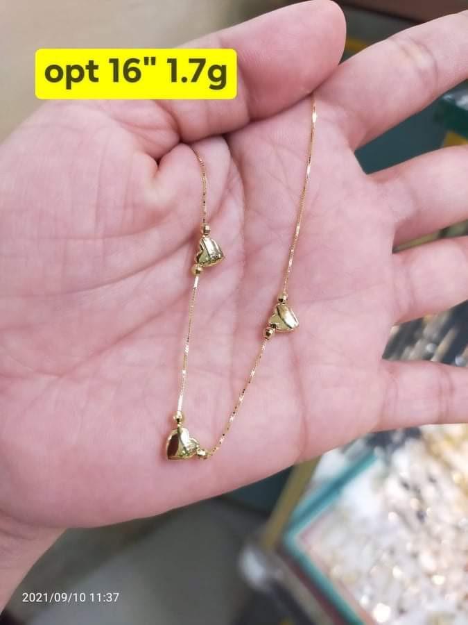 18K Saudi Gold 3 heart necklace, Women 