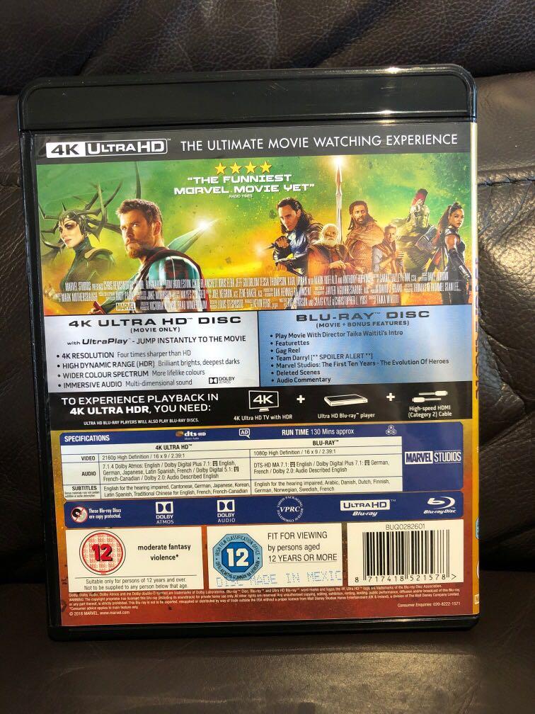 4K) Thor Ragnarok 4K UHD Ultra HD Blu-ray bluray, Hobbies Toys