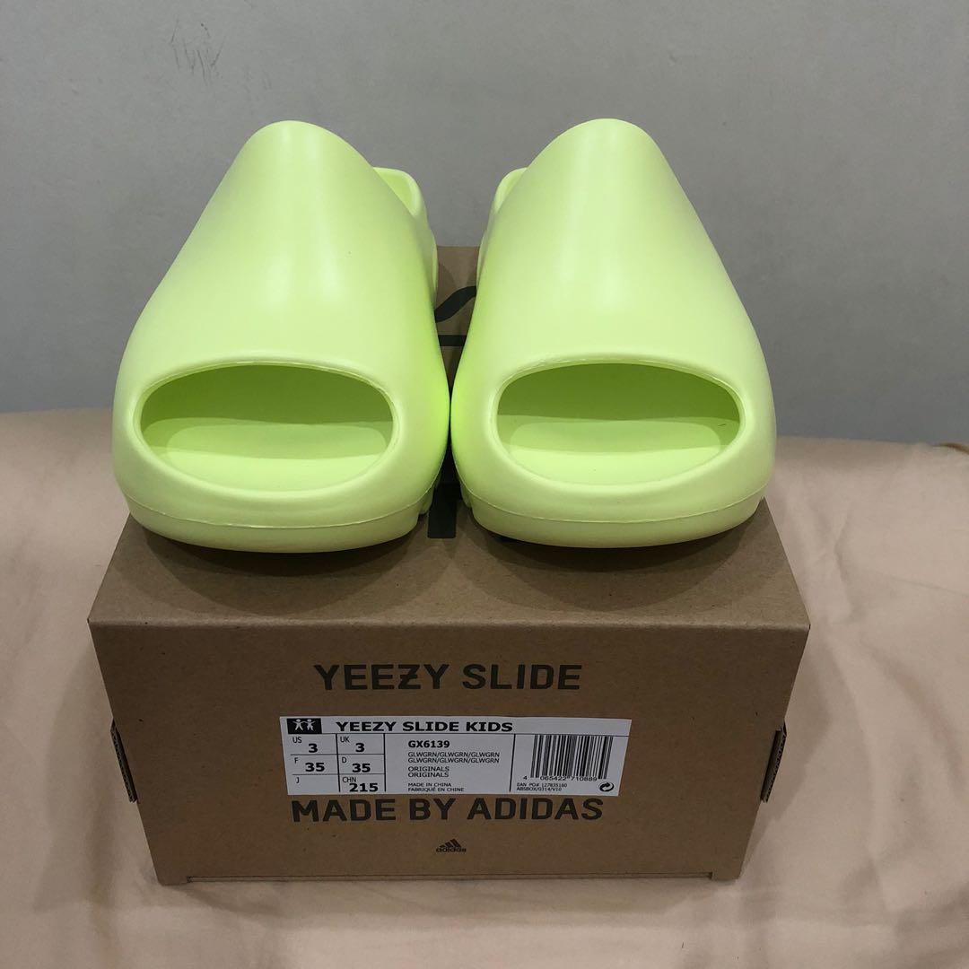 UK 3 35 Adidas Yeezy Slide Kids Glow In The Dark GITD