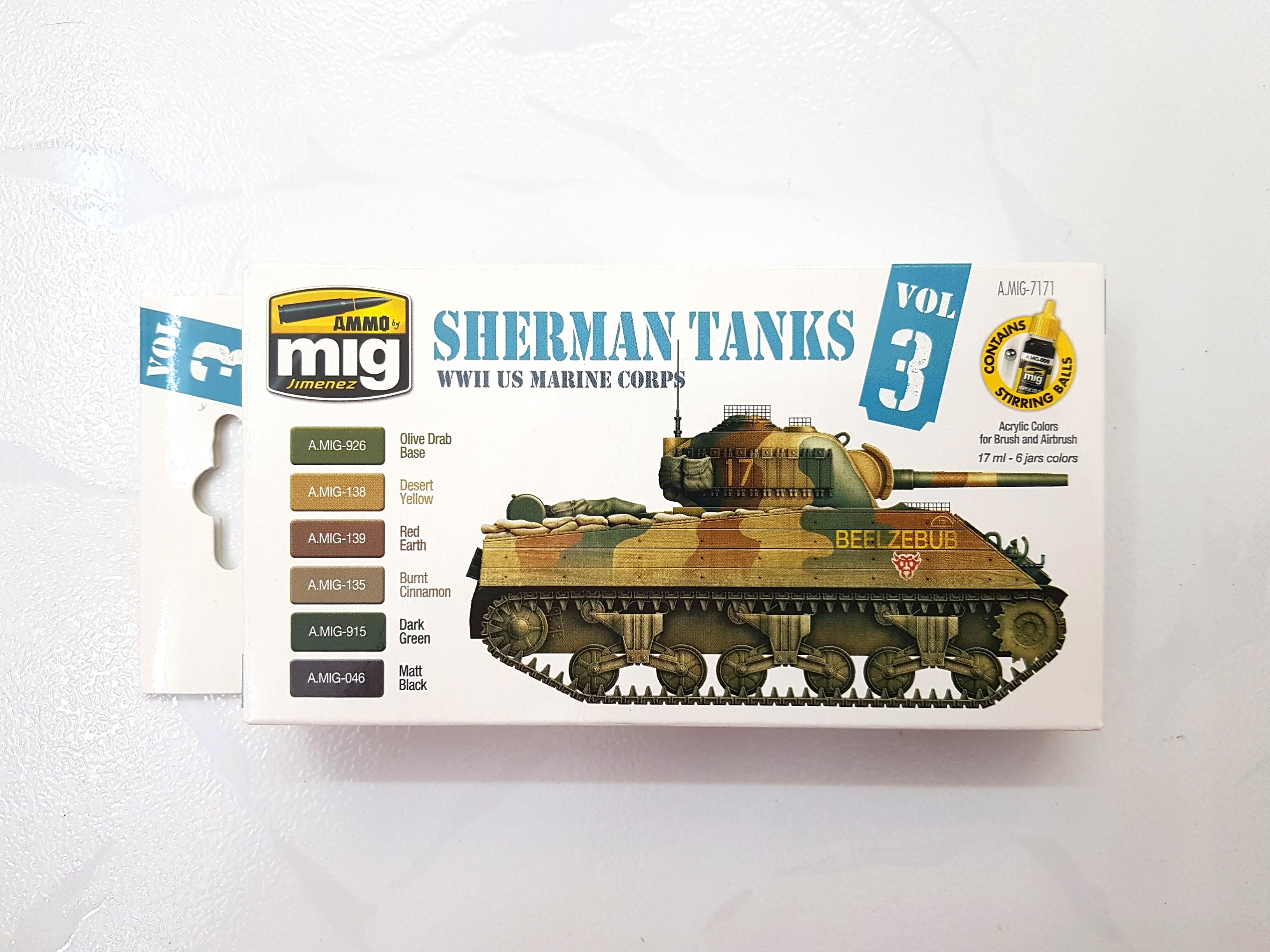 Acrylic Paint Colours A.MIG7171 Volume 3 for Allied WW2 US Sherman