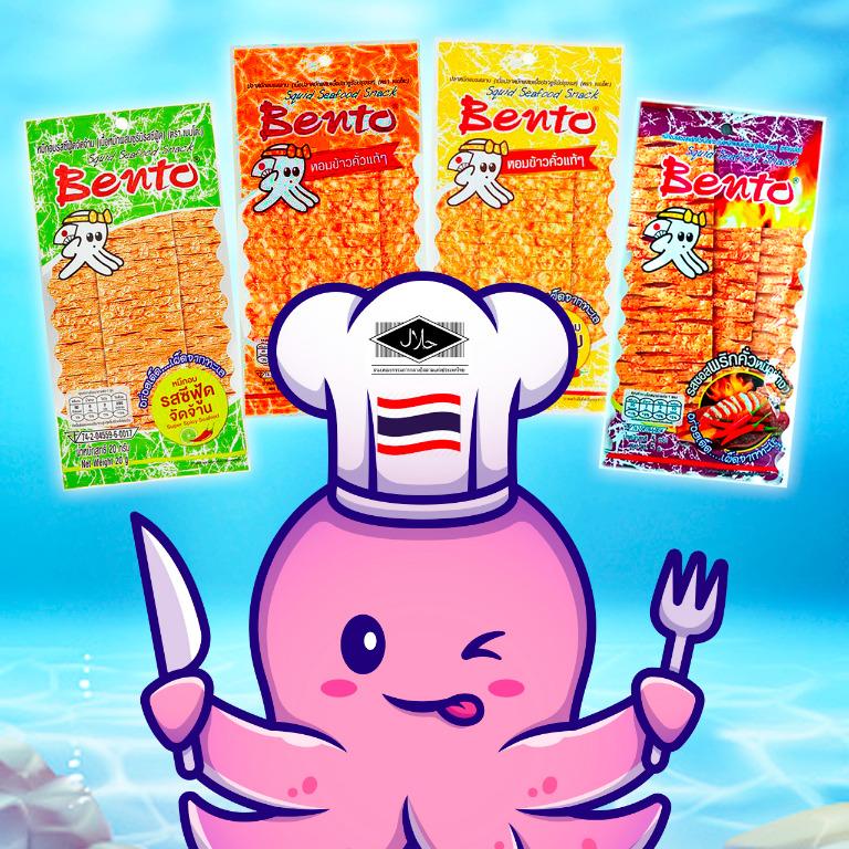 BENTO Squid Seafood Snack Spicy Larb Flavor 18 g. JUMBO Pack 12 for sale  online