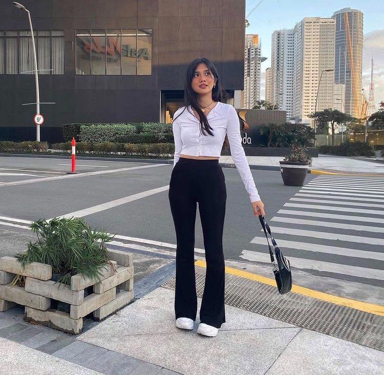 Black flared pants outfits Street fashion  Outfits With Bootcut Jeans  black  trousers Bootcut Jeans Polo neck