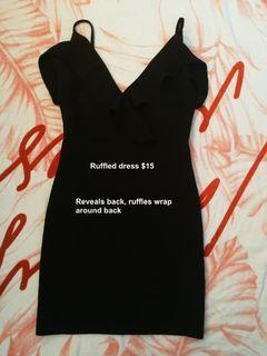 Black ruffled mini dress