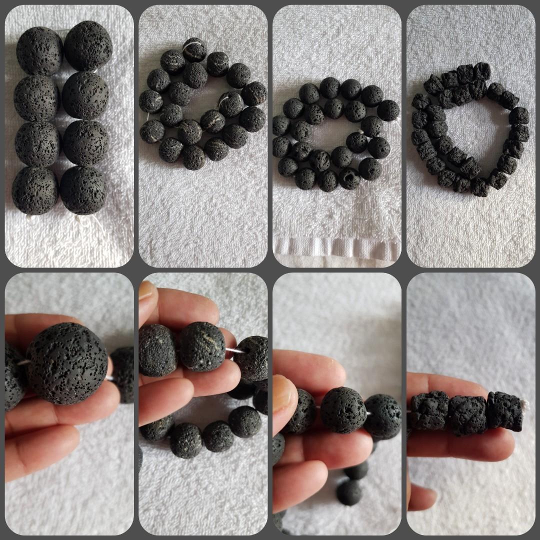 Black Volcanic Stones Lava stone beads Hobbies Toys