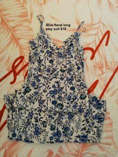 Blue floral print jumpsuit